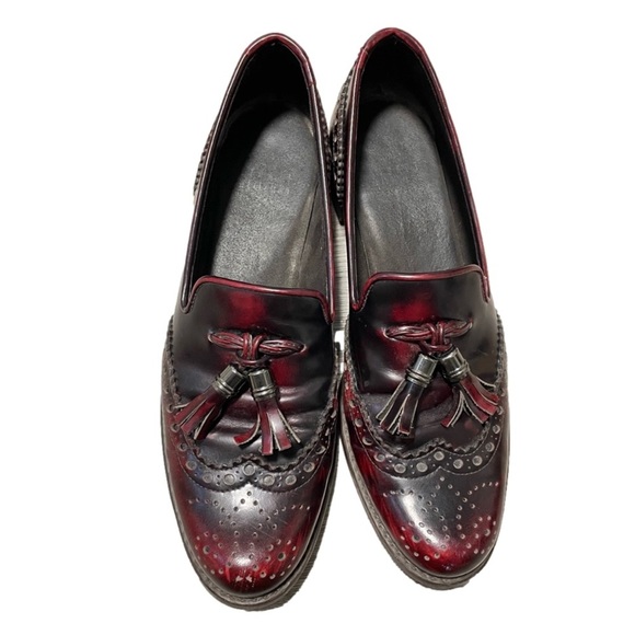 Stuart Weitzman Patent Leather Oxford Loafers Burgundy Size 6 - Picture 2 of 12